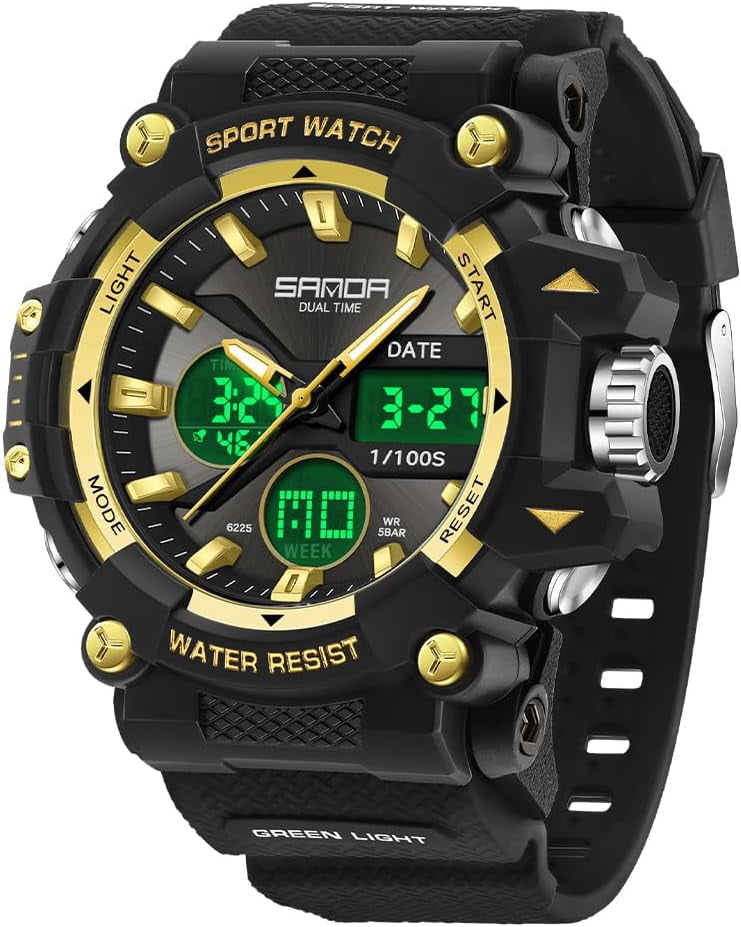 Mens Analog Digital Sports Watch Large Face Outdoor Sports Waterproof ...