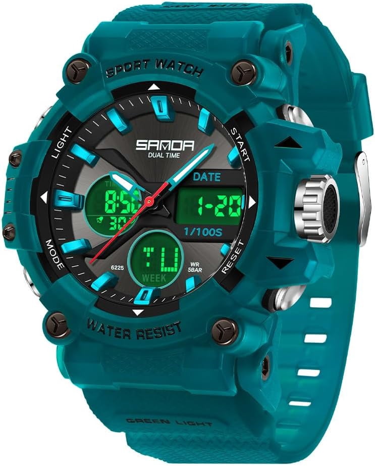 Mens Analog Digital Sports Watch Large Face Outdoor Sports Waterproof ...