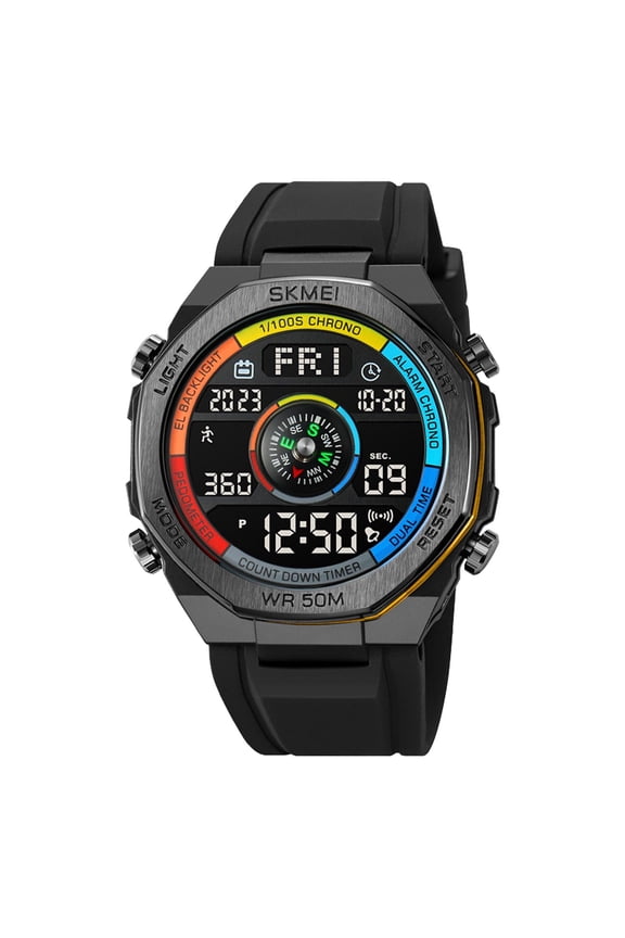 Mens Analog Digital Sports Watch Large Face Outdoor Sports Waterproof Military Wrist Watches with Date&Compass