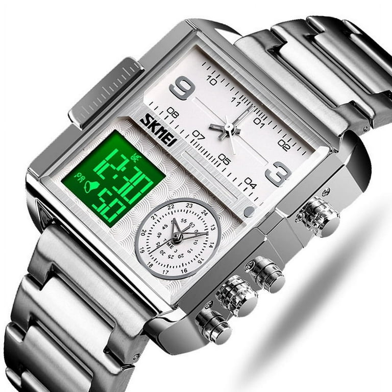 Stainless Steel Time Square Watch Brand Square Watches Men Led