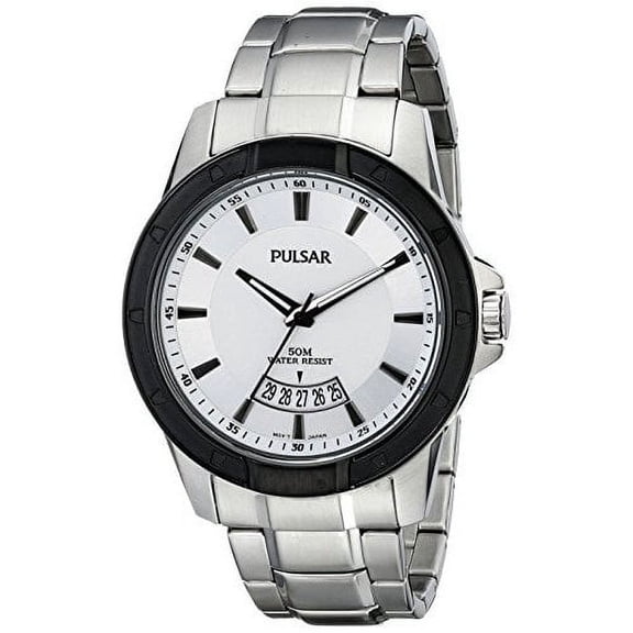 Mens Analog Stainless Watch - Silver Bracelet - White Dial - PS9275