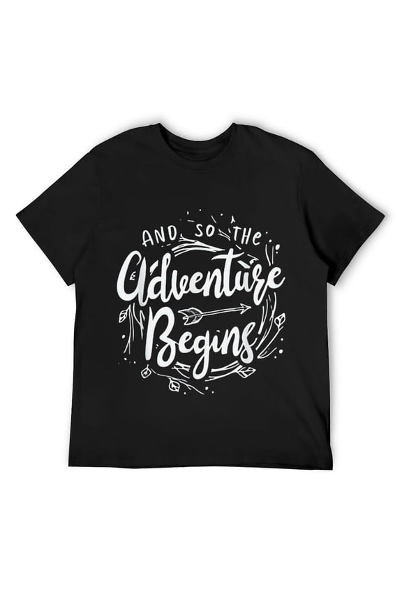 Mens And So The Adventure Begins Shirt Hiking Travel Hiker T-Shirt Black