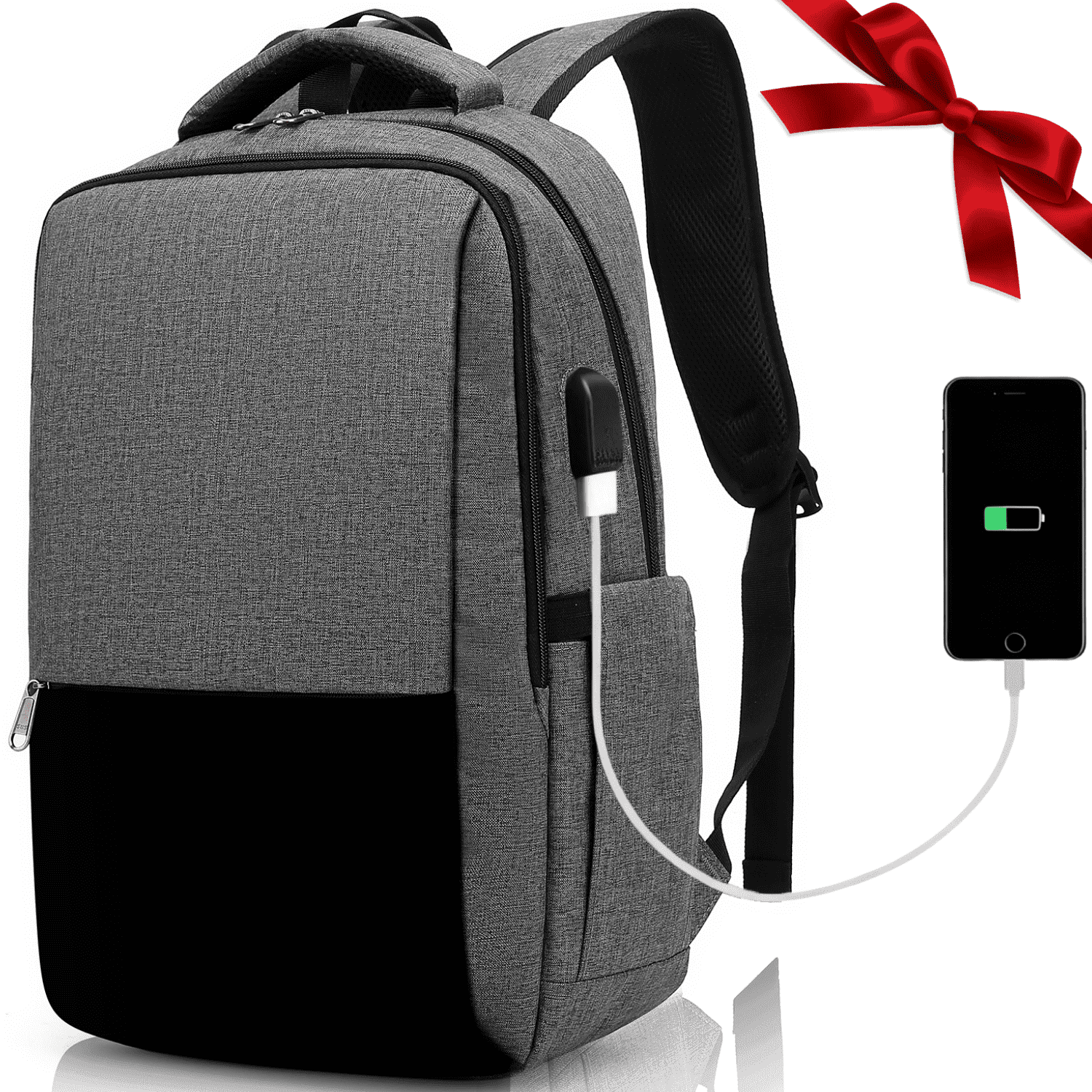 Besttravel Travel Backpack, 35L Flight Approved Carry On Laptops Bag, Business Backpack with USB Charging Port, Waterproof Casual Daypack for Women & Men Fits 15.6 Inch Laptop, Grey
