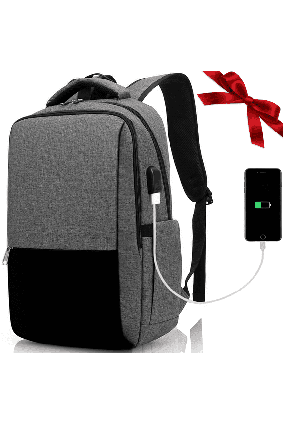 Travel Backpack, 35L Flight Approved Carry On Laptops Bag, Business Backpack with USB Charging Port, Waterproof Casual Daypack for Women & Men Fits 15.6 Inch Laptop, Grey