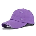 thumbnail image 1 of Mens And Womens Denim Washed Peaked Cap Solid Color Baseball Visor, Purple, 1 of 3