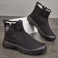 thumbnail image 1 of Mens Ankle Boots Canvas Round Toe Side Zip Boots Thick Cushioned Sole Comfort High‑Top Boots with Sturdy Outsole for Commuting Outdoor Activities, 1 of 9