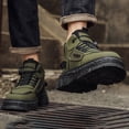 thumbnail image 1 of Mens Ankle Boots Lace‑Up Round Toe Soft‑Sole Comfort Short Boots with Rotating Shoelace Buckle Padded Inner Lining for Commute Hiking Daily Outdoor Casual Wear, 1 of 9
