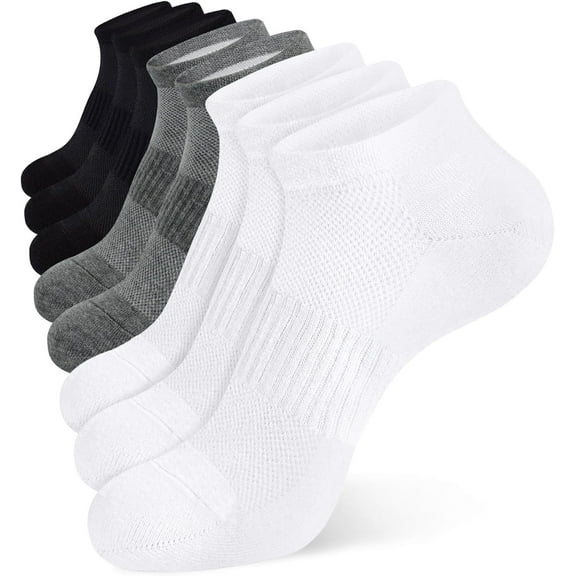 Mens Ankle Socks 8 Pack Cotton Low Cut Socks Non Slip No Show Socks Size 9-12/13-15
