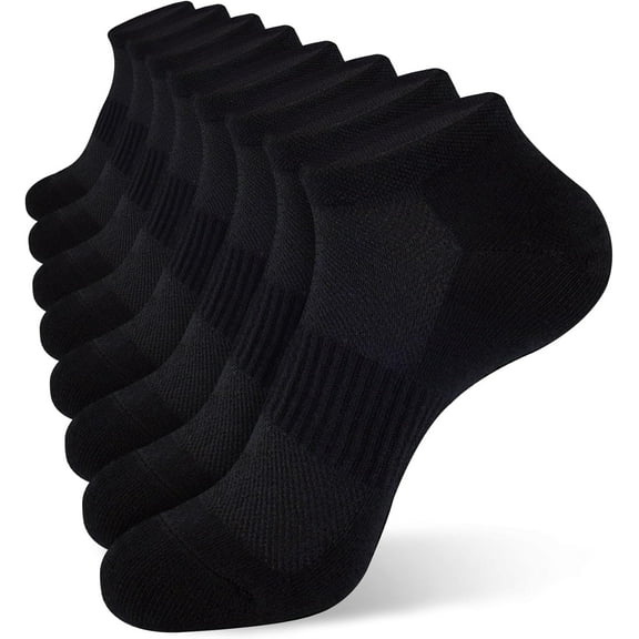 Mens Ankle Socks 8 Pack Cotton Low Cut Socks Non Slip No Show Socks Size 9-12/13-15