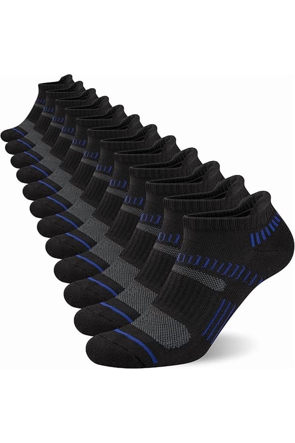Mens Ankle Socks Athletic Cushioned Breathable Low Cut Tab With Arch Support - 6 Pairs