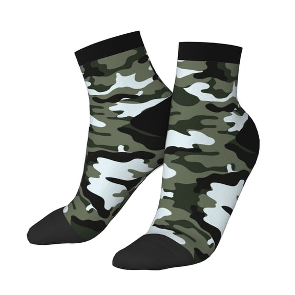 Mens Ankle Socks Womens Camouflage Print Quarter Breathable Casual Socks