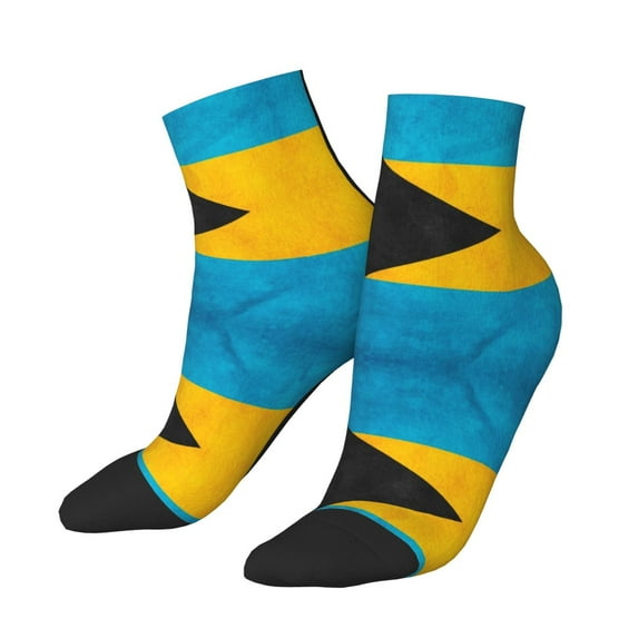 Mens Ankle Socks Womens Retro Bahamian Flag Quarter Breathable Casual Socks