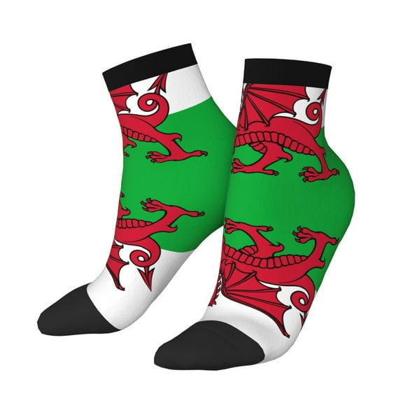Mens Ankle Socks Womens Welsh Flag Quarter Breathable Casual Socks