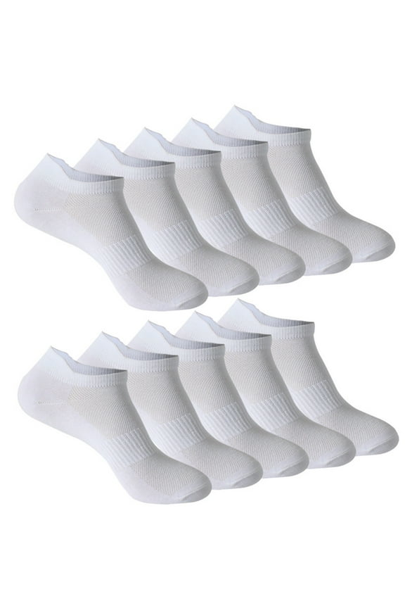 Mens Ankle Socks! Yigetop 10 Pair Summer Sports Casual Solid Color Breathable Sweat Absorbing Thin Socks Athletic Socks White S