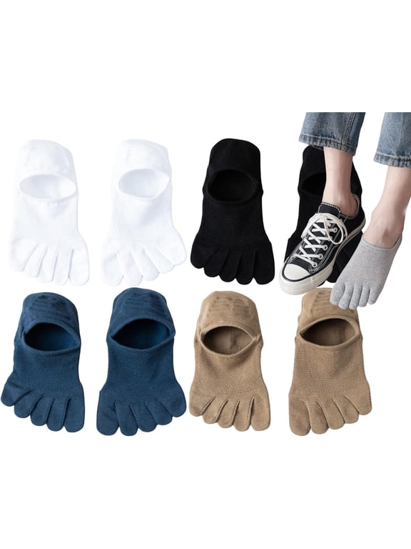 Mens Ankle Toe Socks Five Finger Cotton Cushioned Running Crew Hiking Sock Size 6-9.5