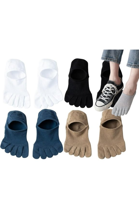 Mens Ankle Toe Socks Five Finger Cotton Cushioned Running Crew Hiking Sock Size 6-9.5