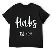 Mens Anniversary Idea Gift for Husband from Wife Hubs Est. 2023 T-Shirt Black 3X-Large