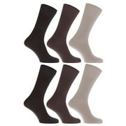 Mens Anti-Bacterial Bamboo Super Soft Work/Casual Non Elastic Top Socks (6 Pack)