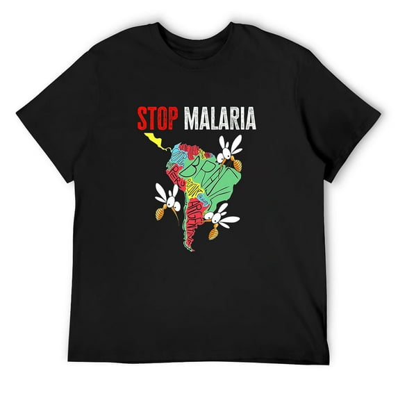 Mens Anti Mosquitos Medical Tee South America World Malaria Day T-Shirt Black Large