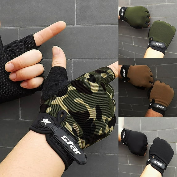 Mens Anti Skid Cycling Bike Gym Fitness Sports Half Finger Gloves