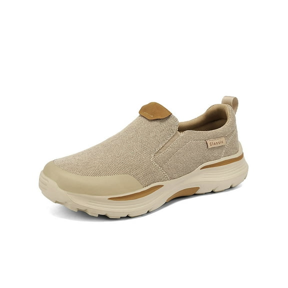 Mens Anti Slip Loafers Lightweight Breathable Casual Shoes Canvas Comfortable Walking Shoes Outdoor Driving Shoes Yellow 9.5 US