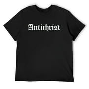 Mens Antichrist In Gothic Letters / Devilish Satanic Design T Shirt Black Small