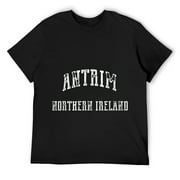Mens Antrim T-Shirt Northern Ireland Vintage Shirt Black