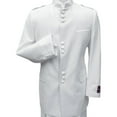 thumbnail image 1 of Mens Apollo  King  Banded Collarless suit Chinese Mandarin Wide leg AG98 White, 1 of 9