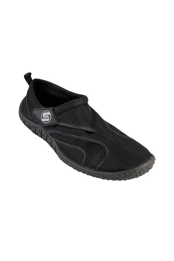 Mens Aqua Sock Wave Water Shoes - Waterproof Slip-Ons for Pool, Beach and Sports, Black/ Black, Size: 10M, S7