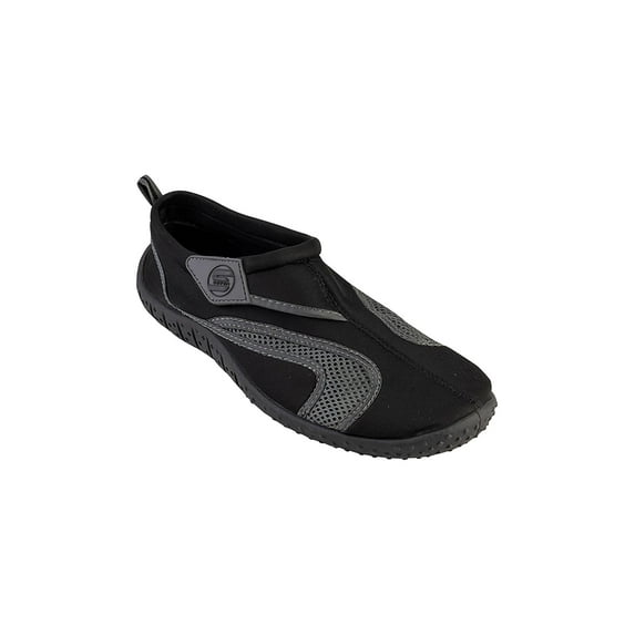 Mens Aqua Sock Wave Water Shoes - Waterproof Slip-Ons for Pool, Beach and Sports, Black/ Gray, Size: 9M, S7