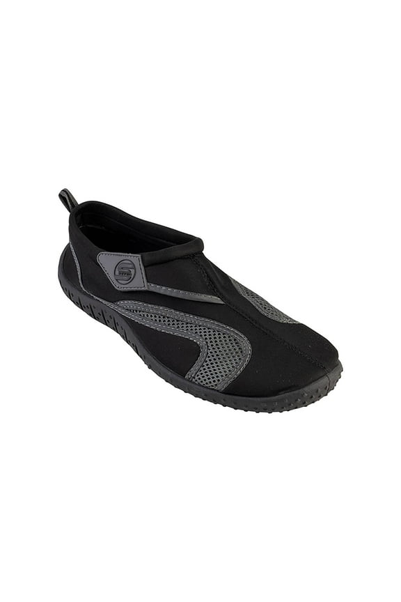 Mens Aqua Sock Wave Water Shoes - Waterproof Slip-Ons for Pool, Beach and Sports, Black/ Gray, Size: 9M, S7