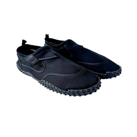 Mens Aqua Sock Wave Water Shoes - Waterproof Slip-Ons for Pool, Beach and Sports, Plain Black, Size: 9M, Air Balance