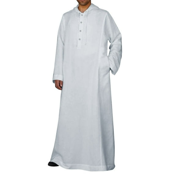 Mens Arabia Casual Long Sleeve Pocket Loose Robe Shirt Robe