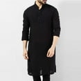 thumbnail image 1 of Mens Arabian Style Shirt Tops Long Sleeve Button Solid Muslim Robe Blouse, 1 of 1