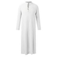 thumbnail image 1 of Mens Arabic Thobe Robe Long Sleeve Stand Collar Button Front Long Dubai Robe Slit Side Pockets Traditional Kaftan Clothing,White,L, 1 of 4