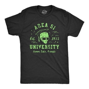 Mens Area 51 University T Shirt Funny Alien Conspiracy School Joke Tee for Guys Graphic Tees
