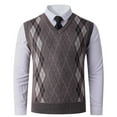 thumbnail image 1 of Mens Argyle Sweater Vests Classic Round Neck Cover Elastic Pullover Slim Fit Knitting Tank Tops, 1 of 4