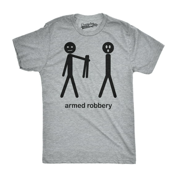 Mens Armed Robbery Funny Stick Figure Drawing Sarcastic Hilarious T shirt Graphic Tees