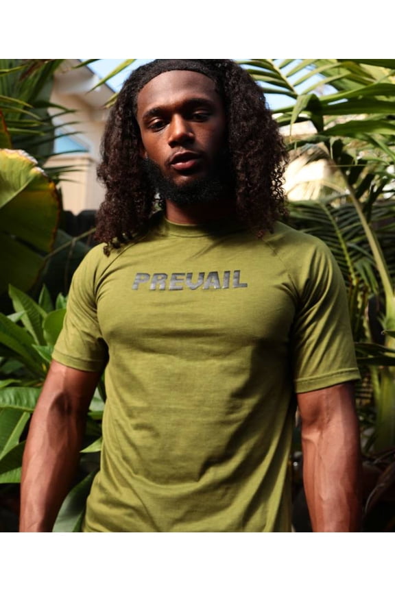 Mens Army green Drop Cut Tee w Black Prevail
