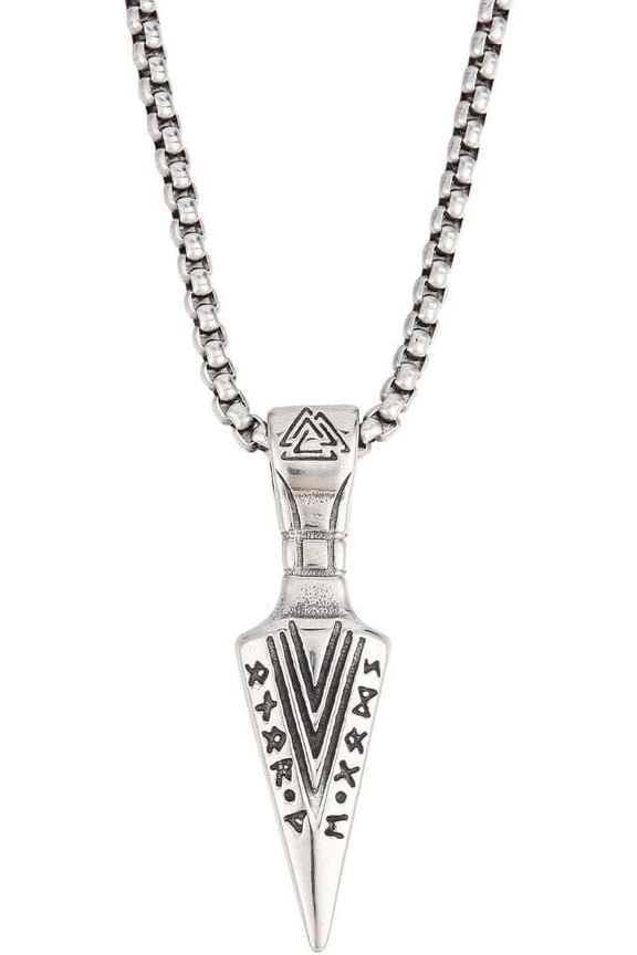 Mens Arrow Necklace Arrowhead 304 Stainless Steel Pendant with Steel Wheat Chain Vintage Nordic Odin Amulet Pendant for Men Women Christmas for diy