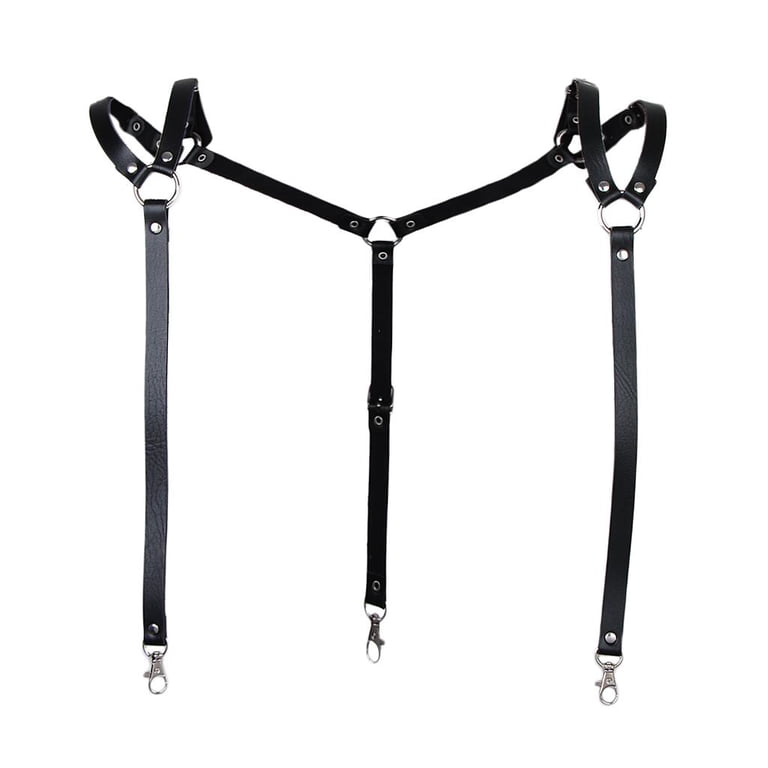 Mens Artificial Leather Suspenders, Steampunk Y-back Adjustable Belt, Snap  Hooks - Walmart.com