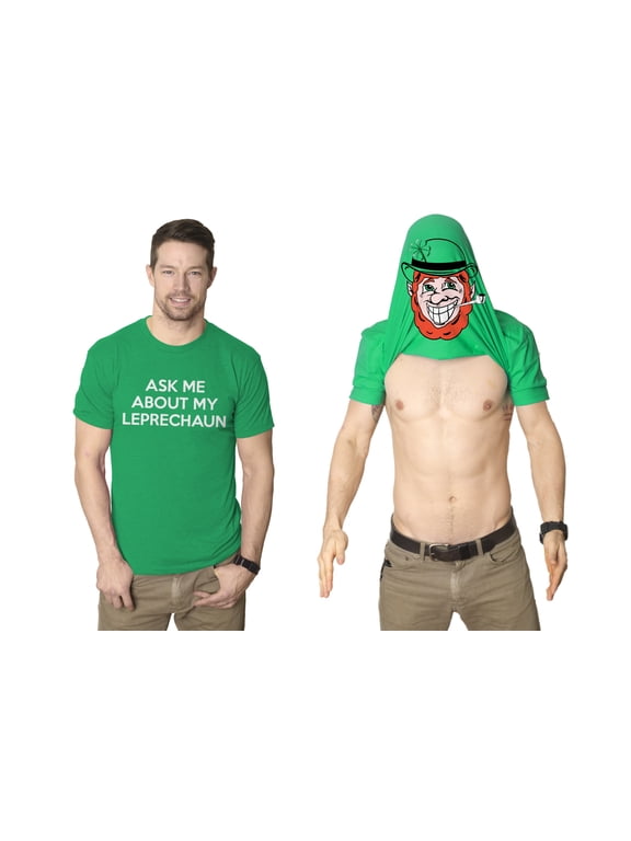 Mens Ask Me About My Leprechaun T Shirt Funny Saint St Patricks Day Sarcastic Graphic Tees