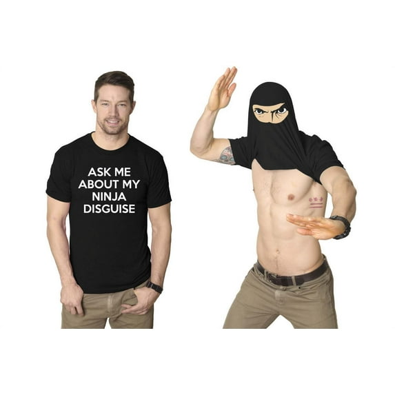 Mens Ask Me About My Ninja Disguise Flip T shirt Funny Costume Graphic Humor Tee Graphic Tees