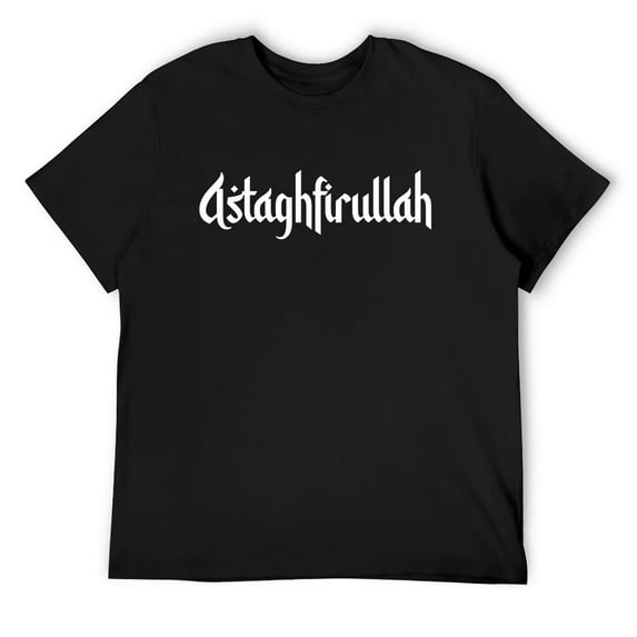 Mens Astaghfirullah Arabic Text Islam Muslim Gift Tee T-Shirt Black Small
