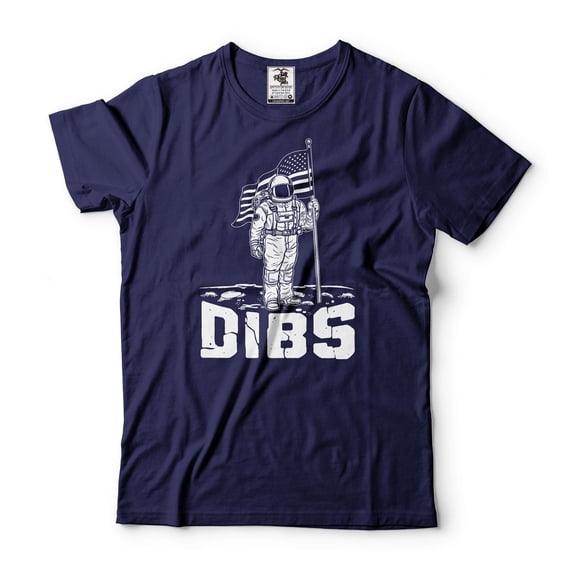 Mens Astronaut Shirt Dibs Shirt USA Shirt United States Patriotic Tee Freedom Shirt US Flag Tee (Large Navy Blue)