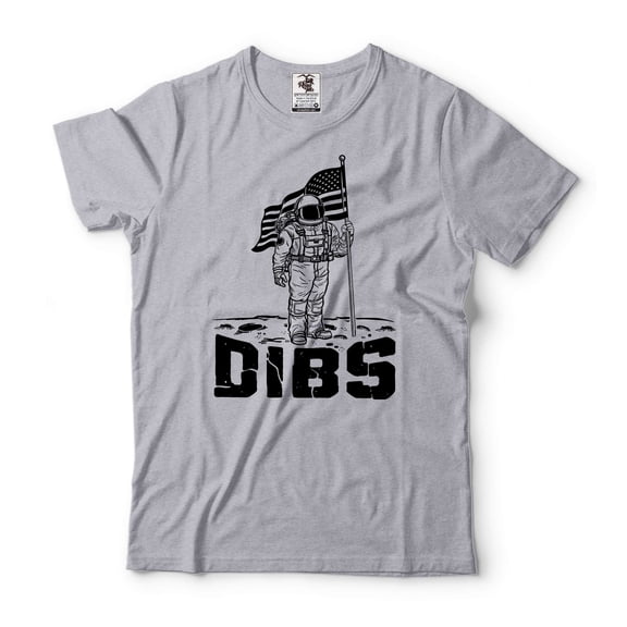 Mens Astronaut Shirt Dibs Shirt USA Shirt United States Patriotic Tee Freedom Shirt US Flag Tee (Small Grey)