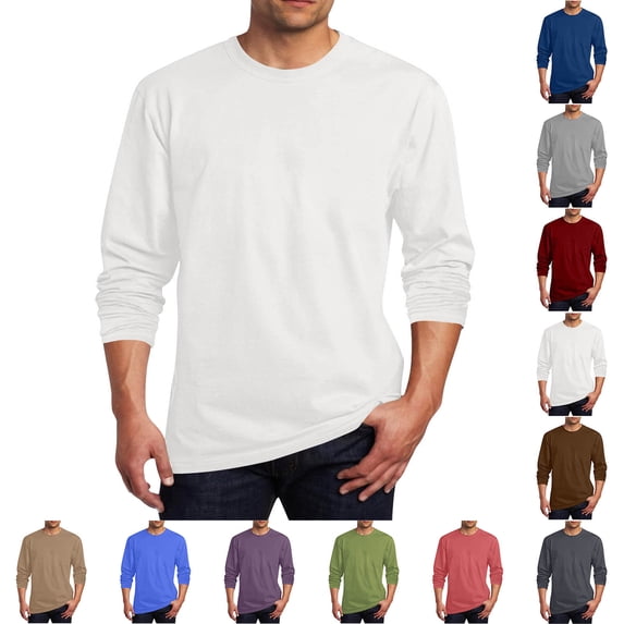 Mens Athlete Tops Tall Long Sleeve Pullover Workout Stylish Breathable Round Neck Casual Shirts