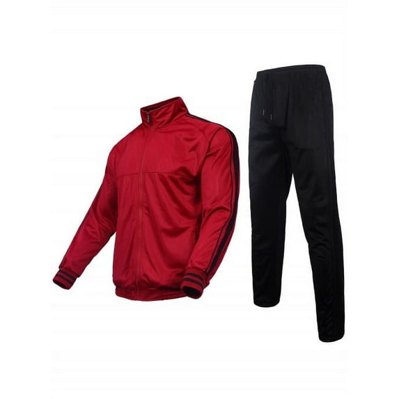 Mens Athletic 2 Piece Tracksuit Sets Casual Jogging Suits Full Zip Sports Set Stand-up collar Sweatsuit fo Men Burgundy XXL