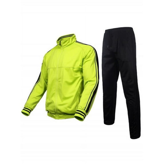 Mens Athletic 2 Piece Tracksuit Sets Casual Jogging Suits Full Zip Sports Set Stand-up collar Sweatsuit fo Men Lomen green 4XL