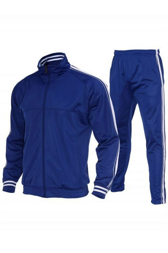 Mens Athletic 2 Piece Tracksuit Sets Casual Jogging Suits Full Zip Sports Set Stand-up collar Sweatsuit fo Men RoyalblueXXL